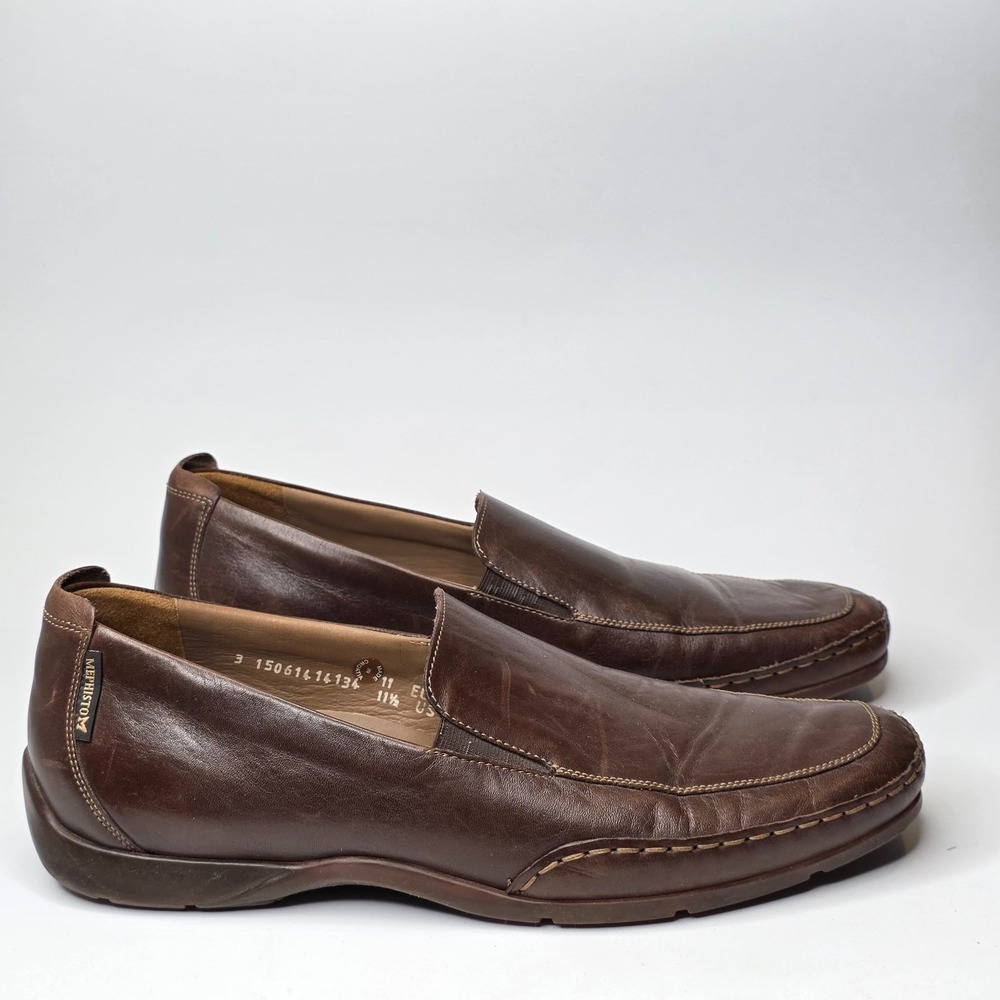 Mephisto Cool-Air Shoes Men's Size 11.5 Brown Leather Slip On Comfort Loafers